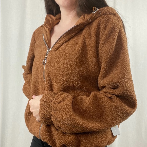 NWT Haute Monde Brown Faux Teddy Bear Jacket - Picture 3 of 8